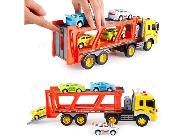 2-in-1 Friction Powered Car Carrier Truck 1:16 Toy - Focusgood